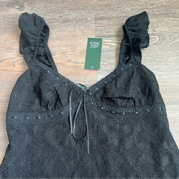 Women's Ruffle Sleeve Eyelet Mini a-Line Dress - Wild Fable Black XS - Picture 4 of 6